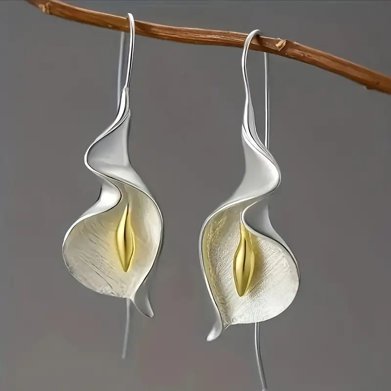 Silvered Spiral Blossom Earrings