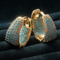 Blue Inlaid Stones Hoop Earrings