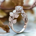 Exotic Zirconia Crystal Leaf Ring
