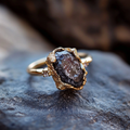 Dark Glass Gold Forged Ring