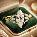White Oval Gold Crystal Ring