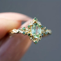 Exotic Green Crystalline Gold Ring