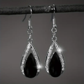 Vintage Black Drop Silver Earrings