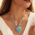 Blue Heart Silvered Necklace