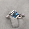 Crystal Glass Orbit Silver Ring