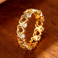 Heart Trail Golden Zirconia Ring