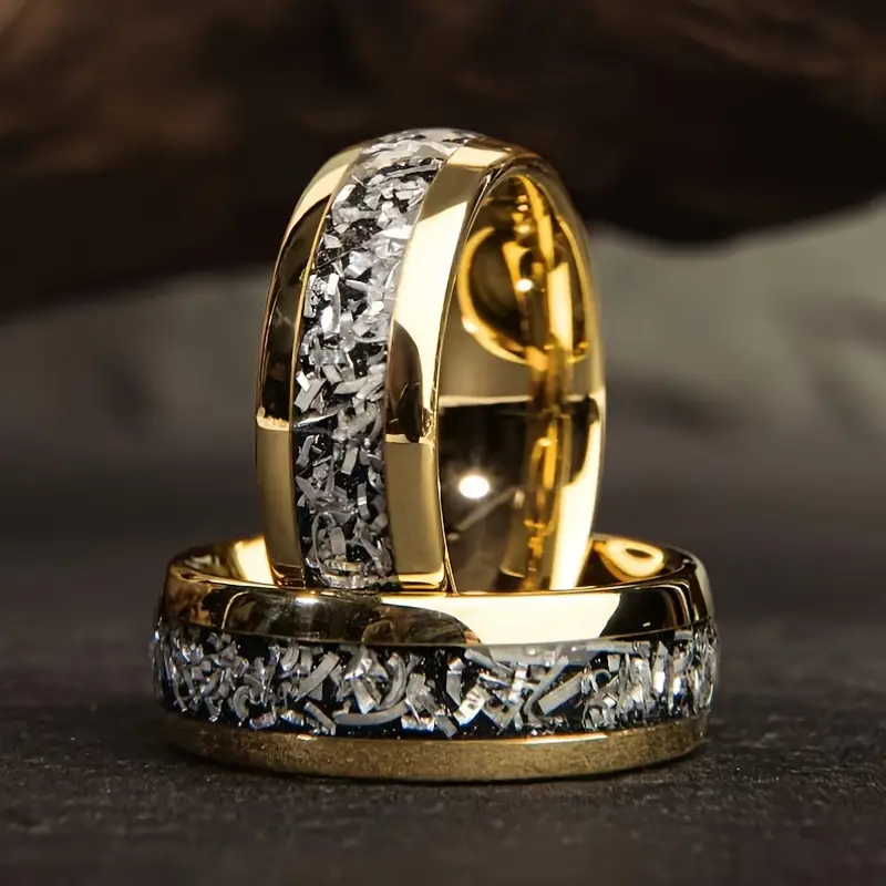 Silvered Trail Gold Couple Ring Set