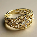 Exotic Crystal Star Golden Ring