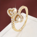 Adjustable Heart Shape Bright Gold Ring