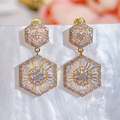 Hexagonal Drop Crystal Earrings
