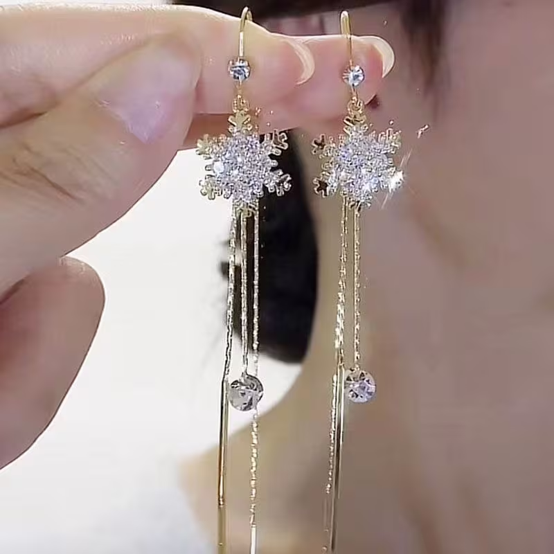 Snowflake Zirconia Dangle Earrings
