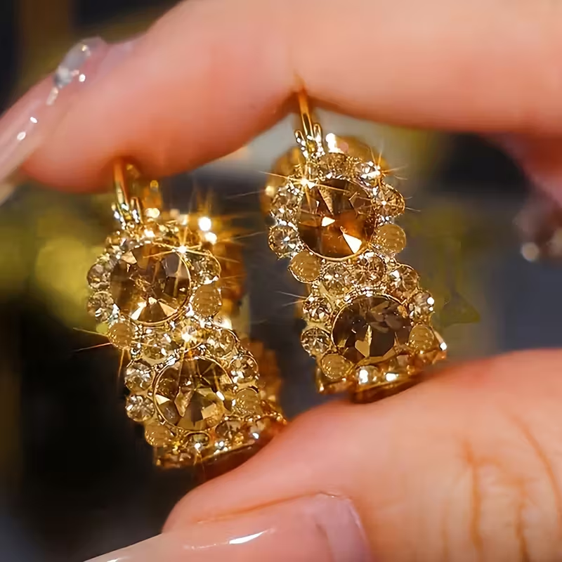 Inlaid Zirconia Sparkling Earrings