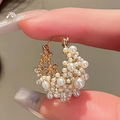 Pearl Basket Gold Earrings