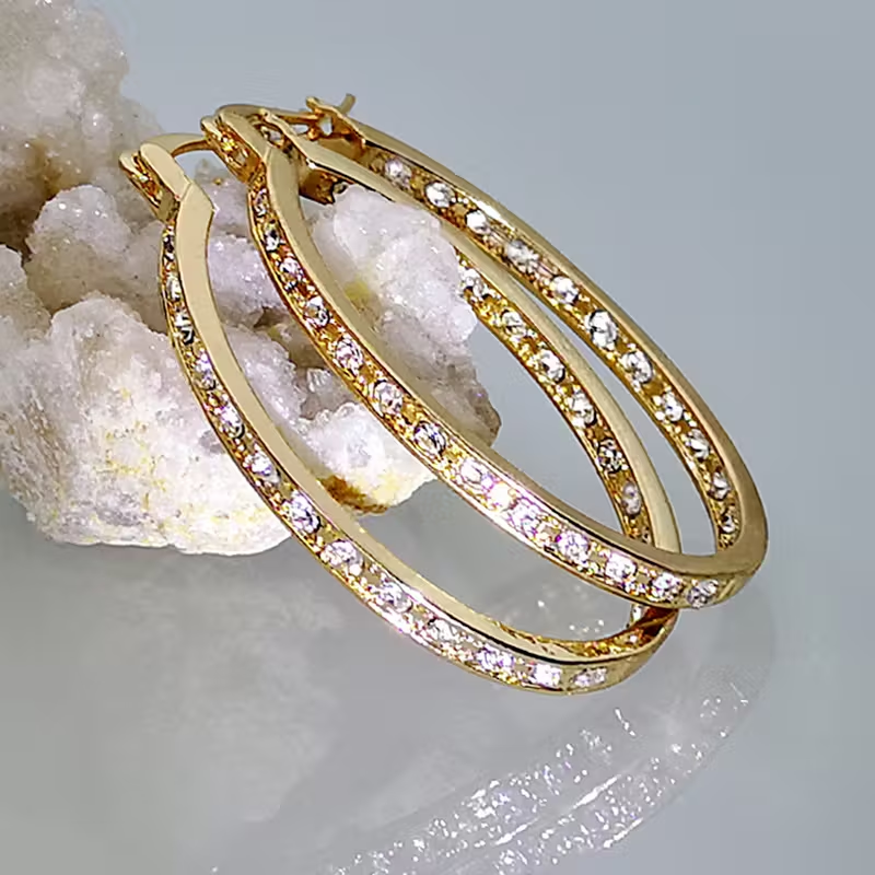 Elegant Large Zirconia Hoop Earrings