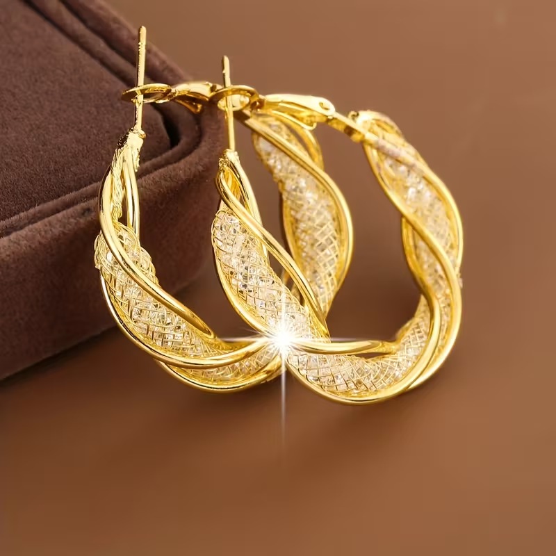 Elegant Bright Hollow Twisted Earrings