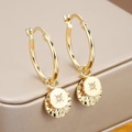 Dangle Gold Charm Crystal Earrings