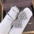 Dangling Crystal Heart Silver Earrings