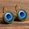 Vintage Blue Handpainted Bird Earrings