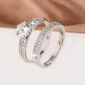 Couple Zirconia Silver Ring Set