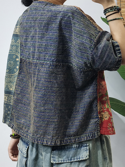 Summer Patchwork Button Pocket Shirt