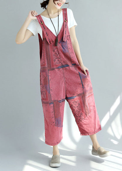 Loose Mulberry Pockets Print Jumpsuit Spring