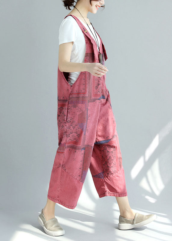 Loose Mulberry Pockets Print Jumpsuit Spring