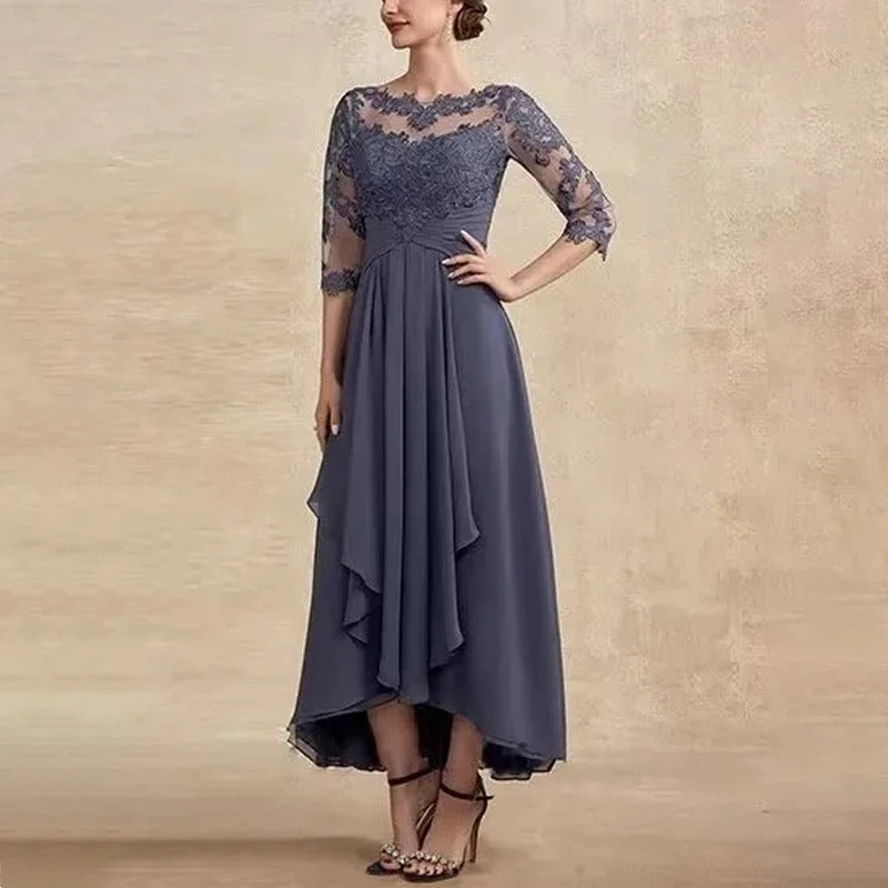 KS | Chiffon maxi dress with sheer sleeves in midi length