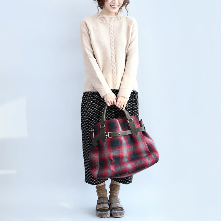 New Beige Cotton Cable Knit Tops Oversize Side Open Sweater