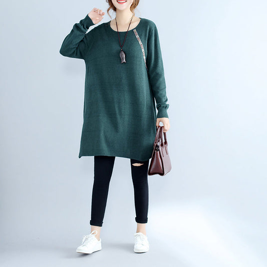 New Green Cozy Cotton Sweater Dress Oversize Knit Dresses