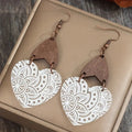 White Heart Brown Earrings