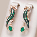 Green Bright Lizard Earrings