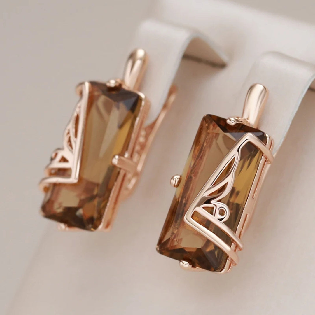 Elegant Orange Glass Earrings
