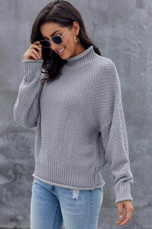 JO | MW Women's sweater in gray, long-sleeved turtleneck sweater