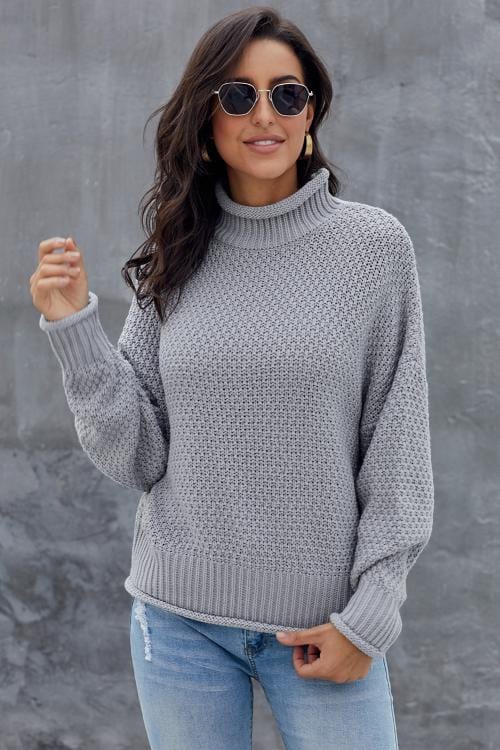 JO | MW Women's sweater in gray, long-sleeved turtleneck sweater