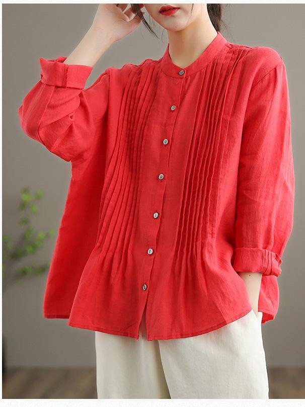 Organic White Linen Shirt Tunics Ramie Blouse