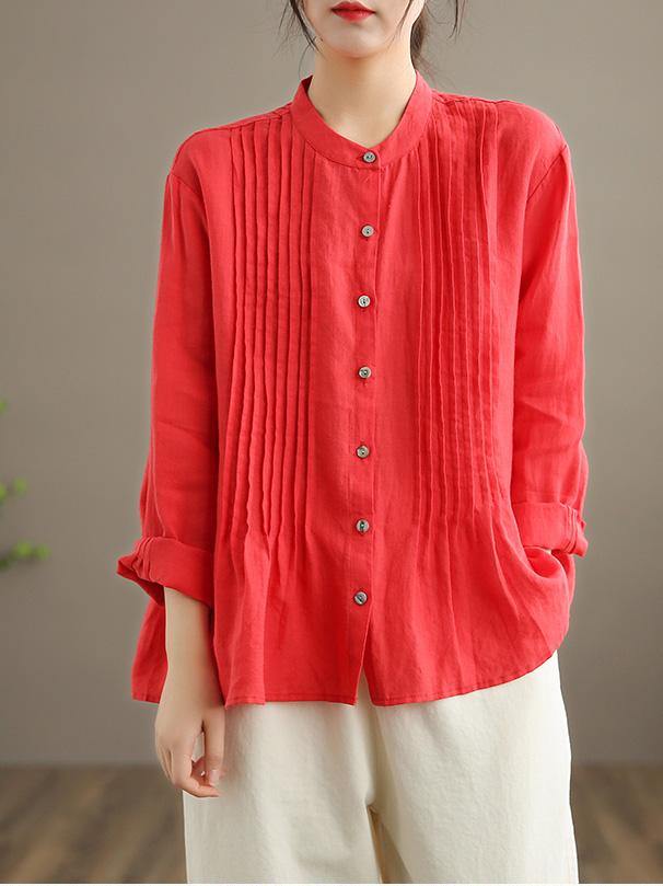 Organic White Linen Shirt Tunics Ramie Blouse