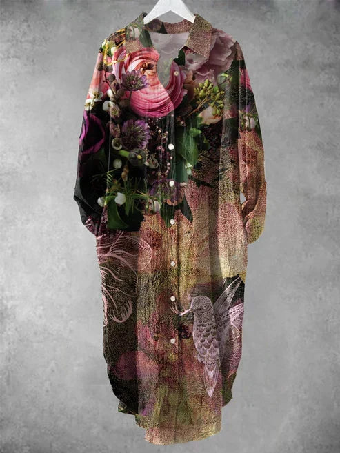 KS | Buttoned midi dress with floral print