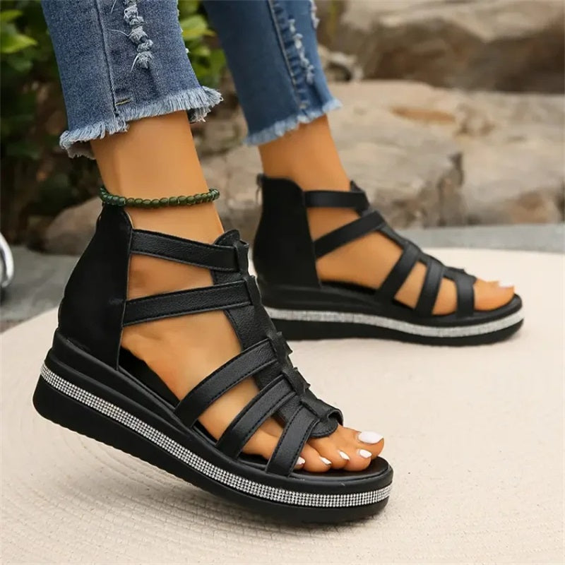 KS | Wedge sandals with rhinestones