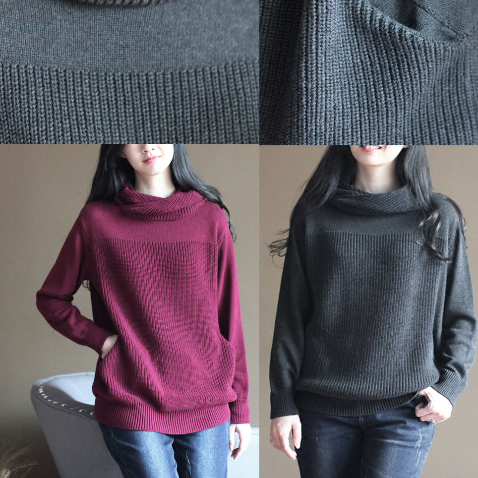 Stylish Black Gray Knit Sweaters Plussize Knit Sweat Tops Fine Blouse Hooded