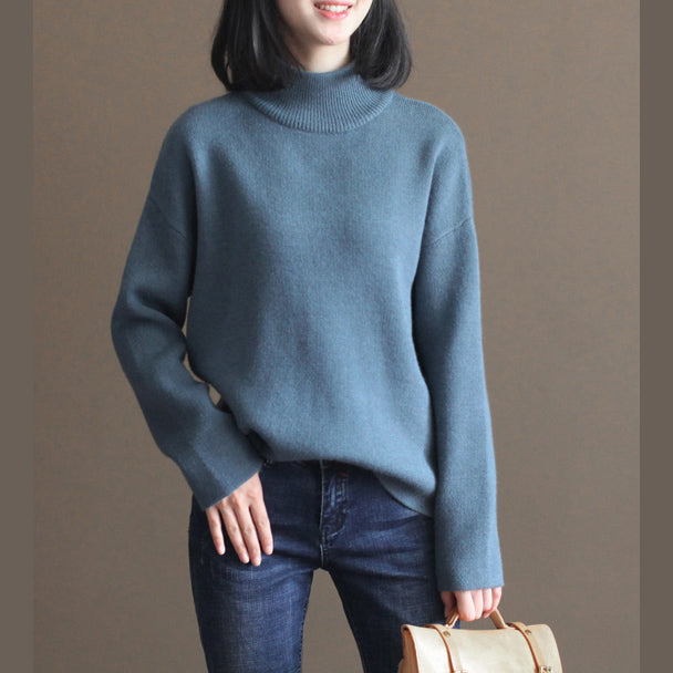 Stylish Gray Blue Winter Sweater Fall Pullover Fine Thick Warm Winter Pullover