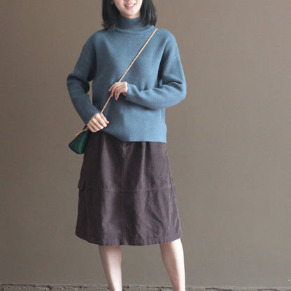 Stylish Gray Blue Winter Sweater Fall Pullover Fine Thick Warm Winter Pullover