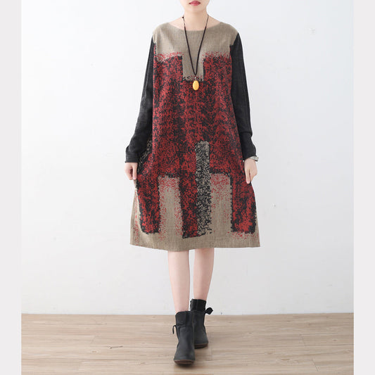Stylish Khaki Knit Dress Patchwork Sweater Fine Asymmetrical Sweater