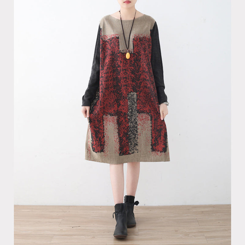 Stylish Khaki Knit Dress Patchwork Sweater Fine Asymmetrical Sweater