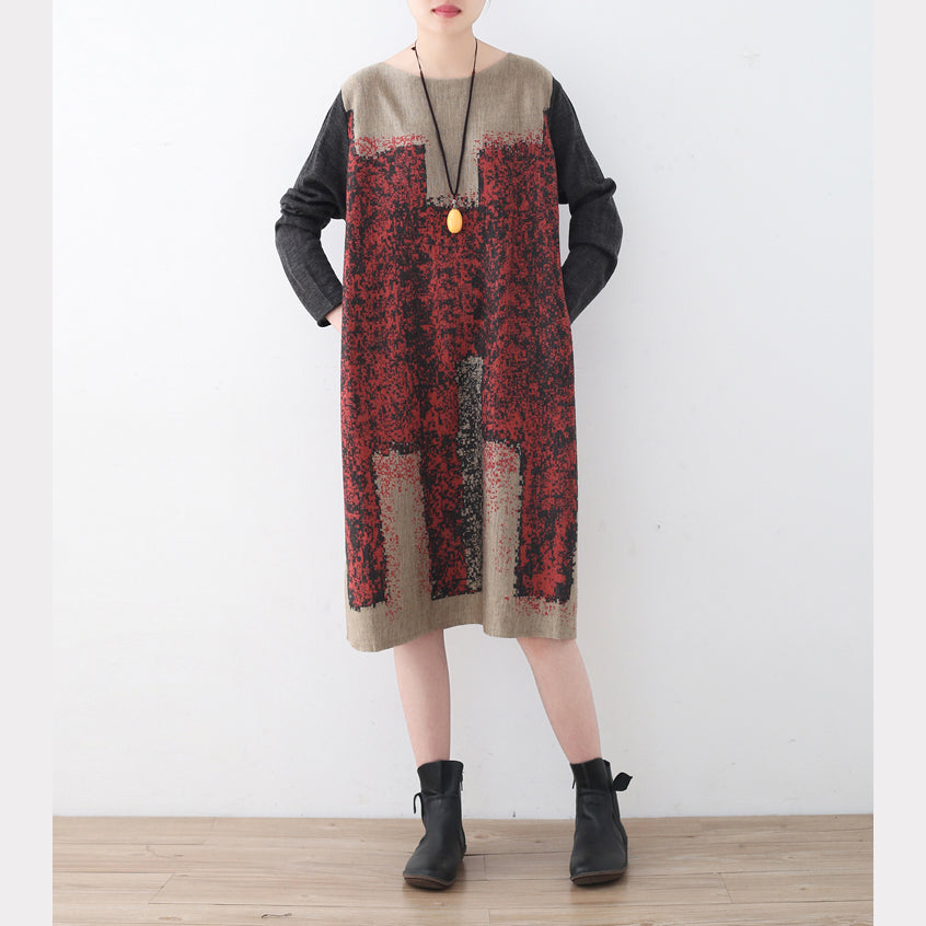 Stylish Khaki Knit Dress Patchwork Sweater Fine Asymmetrical Sweater