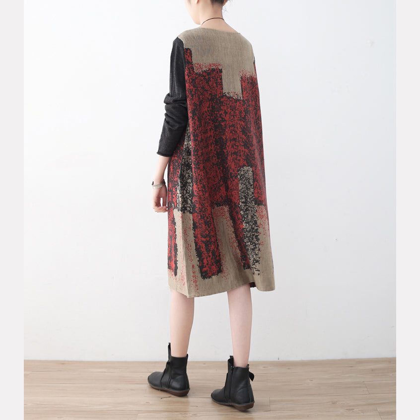 Stylish Khaki Knit Dress Patchwork Sweater Fine Asymmetrical Sweater