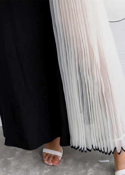 Summer Black Chiffon Maxi Skirts Patchwork Nets Yarn Beach Skirts