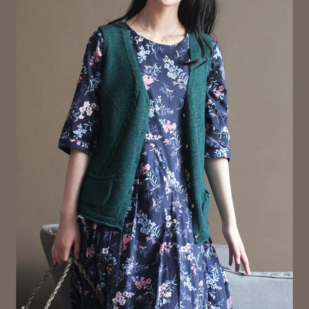 Warm Blackish Green Knit Sweaters Clothing Knitted Tops New Vest Shirt