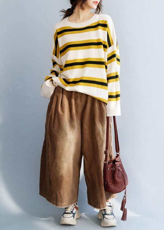 Winter Yellow Knit Tops O Neck Box Top