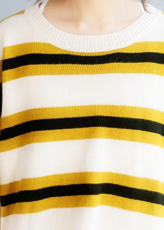 Winter Yellow Knit Tops O Neck Box Top