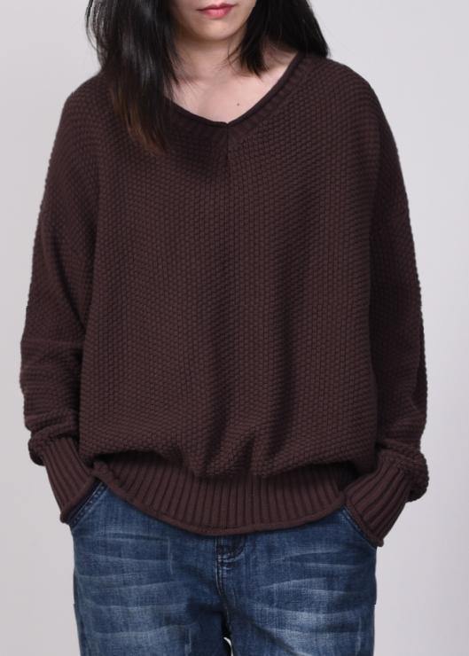 V Neck Sweater Oversize Color Sweaters Chocolate